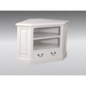 Corner TV Unit - Single Drawer -  French White